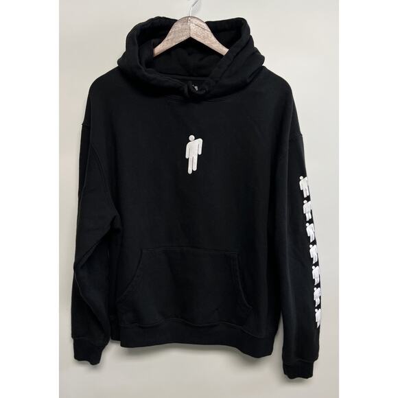 2019 Men’s BILLIE EILISH Black Lash Tour BLOHSH 2 Sided HOODIE Large Punk Band - Picture 1 of 9